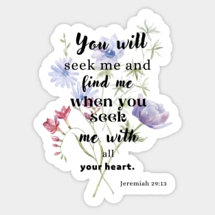 Jeremiah 29:13 Famous Bible Verse. Sticker